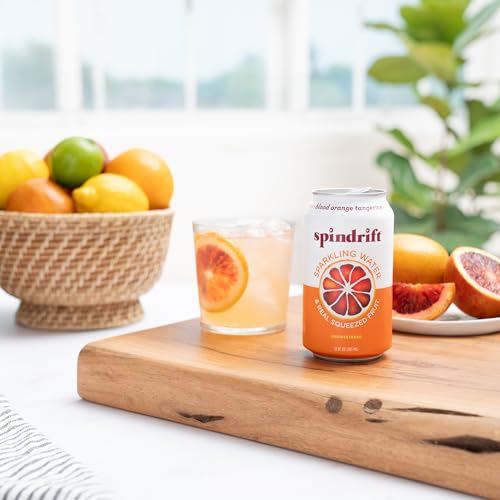 Spindrift Sparkling Water, Blood Orange Tangerine Flavored, Made with Real Squeezed Fruit, 12 Fl Oz Cans, Pack of 24 (Only 12 Calories per Can)-UPStoxs