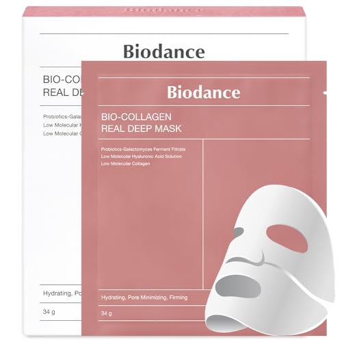 BIODANCE Bio-Collagen Real Deep Mask, Hydrating Overnight Hydrogel Mask, Pore Minimizing, Elasticity Improvement, 34g x4ea-UPStoxs