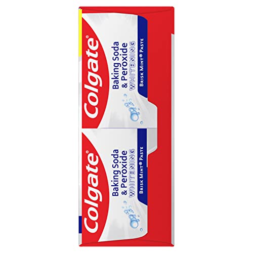 Colgate Baking Soda & Peroxide Toothpaste - Whitens Teeth, Fights Cavities & Removes Stains, Brisk Mint, 6 Ounce (Pack of 2)-UPStoxs