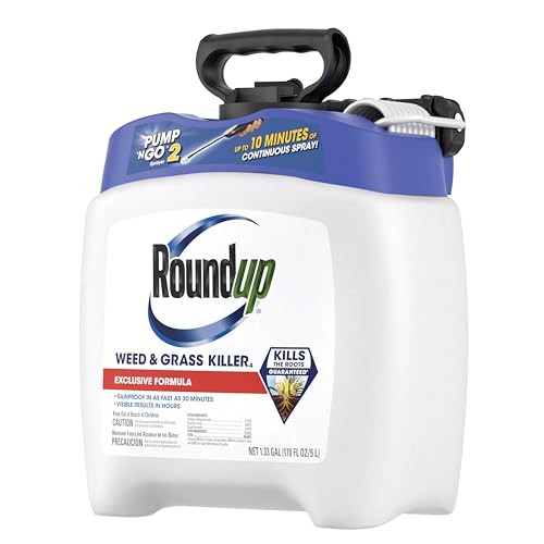 Roundup Weed & Grass Killer₄ with Pump 'N Go 2 Sprayer, Use In and Around Flower Beds, Trees & More, 1.33 gal.-UPStoxs