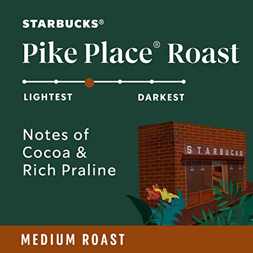 Starbucks K-Cup Coffee Pods, Medium Roast Coffee, Pike Place Roast for Keurig Brewers, 100% Arabica, 6 boxes (60 pods total)-UPStoxs