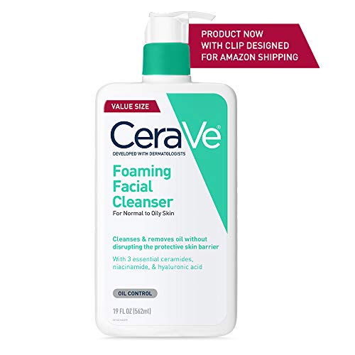 CeraVe Foaming Facial Cleanser | Daily Face Wash for Oily Skin | Hyaluronic Acid + Ceramides + Niacinamide| Fragrance Free & Paraben Free | Non-Drying Oil Control Face Wash | 19 Fluid Ounce-UPStoxs