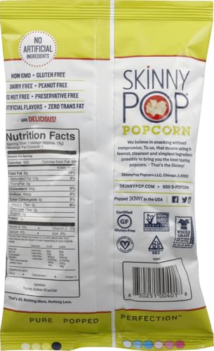 SkinnyPop Original Popcorn, Individual Snack Size Bags, Skinny Pop, Healthy Popcorn Snacks, Gluten Free, 0.65 Ounce (Pack of 30)-UPStoxs