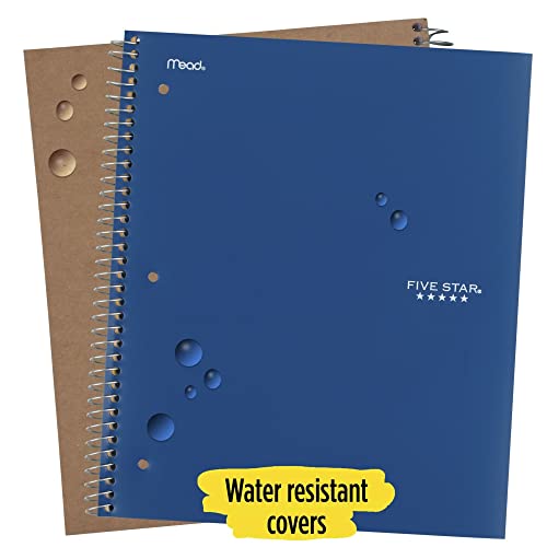 Five Star Spiral Notebook + Study App, 3 Subject, College Ruled Paper, Fights Ink Bleed, Water Resistant Cover, 8-1/2" x 11", 150 Sheets, Blue (73623)-UPStoxs