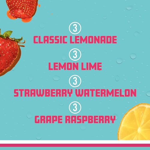 Sparkling Ice Blue Variety Pack, Zero Sugar Sparkling Water, with Vitamins and Antioxidants, 17 fl oz, 12 count (Classic Lemonade, Strawberry Watermelon, Grape Raspberry, Lemon Lime)-UPStoxs