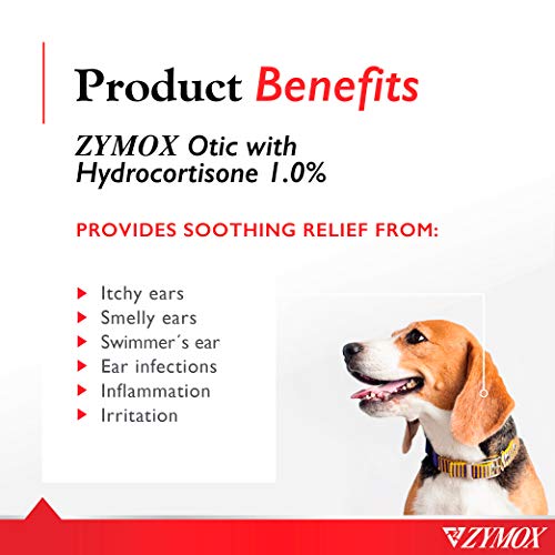 Zymox Otic Enzymatic Solution for Dogs and Cats to Soothe Ear Infections with 1% Hydrocortisone for Itch Relief, 1.25oz-UPStoxs