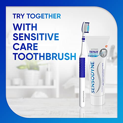 Sensodyne Repair and Protect Whitening Toothpaste, Toothpaste for Sensitive Teeth and Cavity Prevention, 3.4 oz (Pack of 2)-UPStoxs