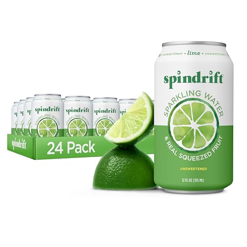 Spindrift Sparkling Water, Lime Flavored, Made with Real Squeezed Fruit, 12 Fl Oz Cans, Pack of 24 (Only 4 Calories per Can)-UPStoxs