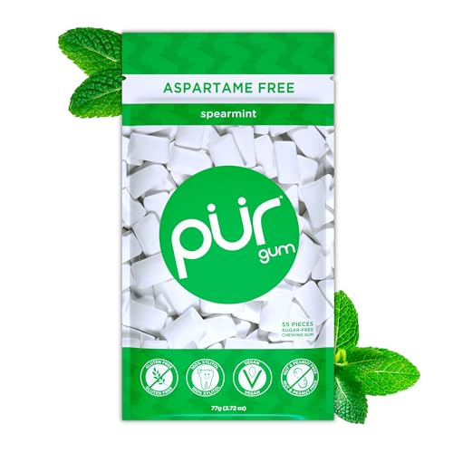 PUR Gum | Aspartame Free Chewing Gum | 100% Xylitol | Natural Spearmint Flavored Gum, 55 Pieces (Pack of 1)-UPStoxs
