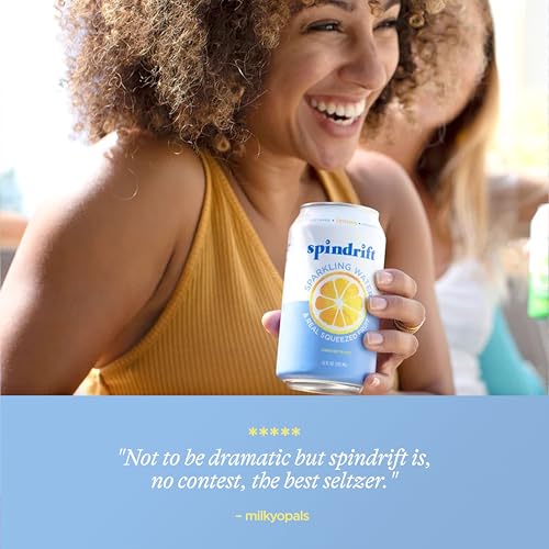 Spindrift Sparkling Water, Lemon Flavored, Made with Real Squeezed Fruit, 12 Fl Oz Cans, Pack of 24 (Only 3 Calories per Can)-UPStoxs