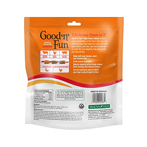 Good'N'Fun Triple Flavored Rawhide Kabobs for Dogs, 1.5 Pound (Pack of 1)-UPStoxs