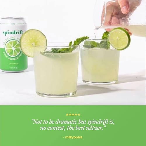 Spindrift Sparkling Water, Lime Flavored, Made with Real Squeezed Fruit, 12 Fl Oz Cans, Pack of 24 (Only 4 Calories per Can)-UPStoxs