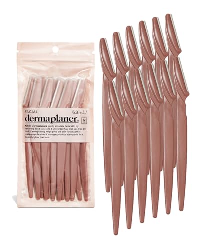 Kitsch Dermaplaning Tool - Face Razors for Women and Men, Eyebrow Trimmer & Face Shaver for Women, Facial Hair Removal for Women and Men, Dermaplane Razor for Women Face, 12 pc (Terracotta)-UPStoxs