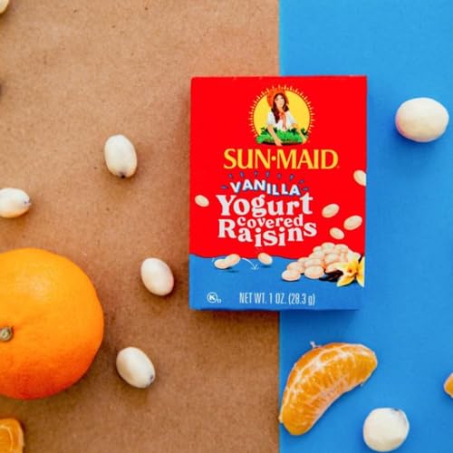 Sun-Maid Vanilla Yogurt Coated Raisins - (6 Pack) 1 oz Snack-Size Box - Yogurt Covered Dried Fruit Snack for Lunches and Snacks-UPStoxs