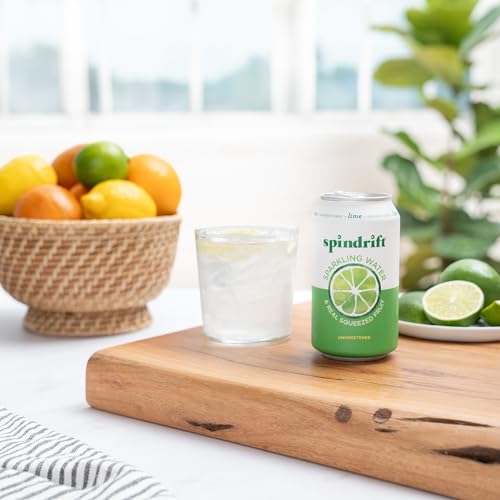 Spindrift Sparkling Water, Lime Flavored, Made with Real Squeezed Fruit, 12 Fl Oz Cans, Pack of 24 (Only 4 Calories per Can)-UPStoxs