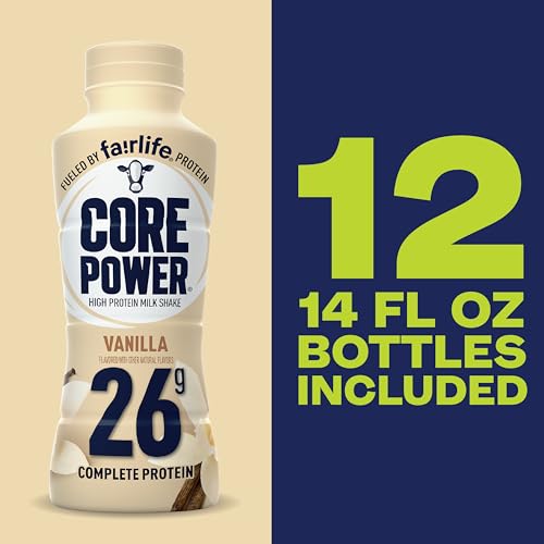 Core Power Fairlife 26g Protein Milk Shakes, Ready To Drink for Workout Recovery Liquid, Vanilla, 14 Fl Oz Bottle, kosher (Pack of 12)-UPStoxs