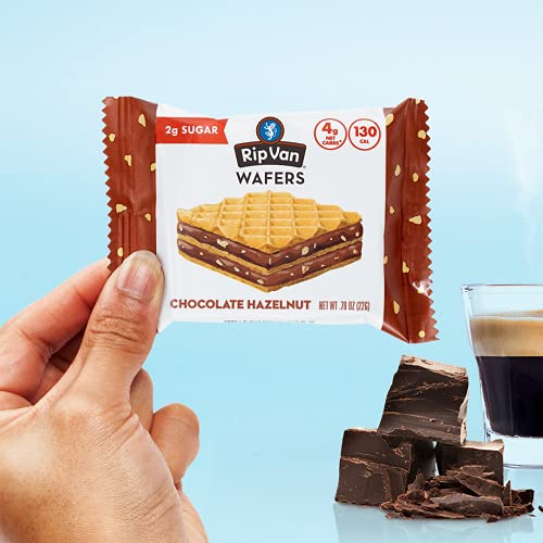 Rip Van Chocolate Hazelnut Wafer Cookies, Keto, Non-GMO, Healthy Snacks, Low Carb & Low Sugar (2g), Low Calorie, Vegan, 16 Count-UPStoxs