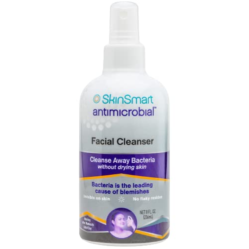 SkinSmart Facial Cleanser for Acne, Targets Bacteria for Active Teenage Athletes Post Workout and Adult Acne, 8 oz Spray Bottle, Safe for Multiple Daily Uses-UPStoxs