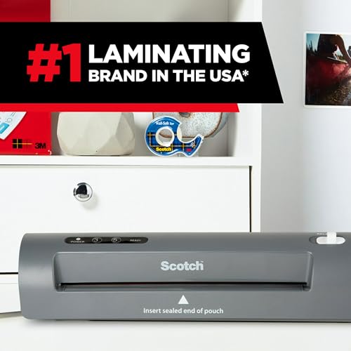 Scotch TL901X Thermal Laminator, 1 Laminating Machine, Gray, Laminate Recipe Cards, Photos and Documents, For Home, Office or School Supplies, 9 in.-UPStoxs