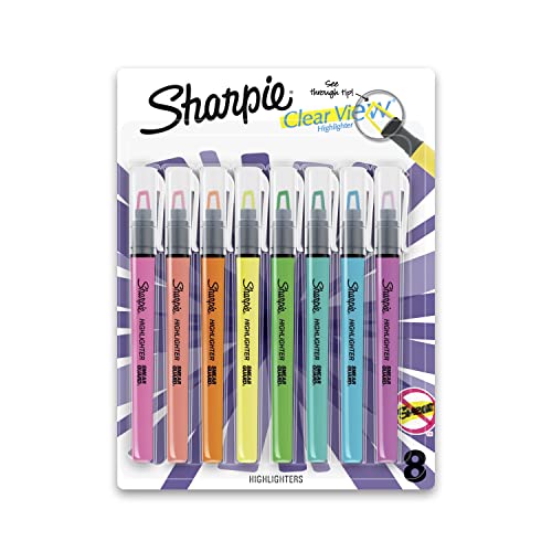 Sharpie Clear View Highlighter Sticks, Chisel Tip, Assorted Fluorescent, 8 Count-UPStoxs