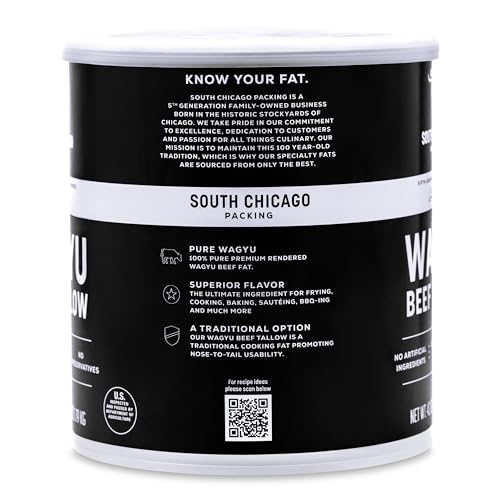 South Chicago Packing Wagyu Beef Tallow, 42 Ounces, Paleo-friendly, Keto-friendly, 100% Pure Wagyu-UPStoxs