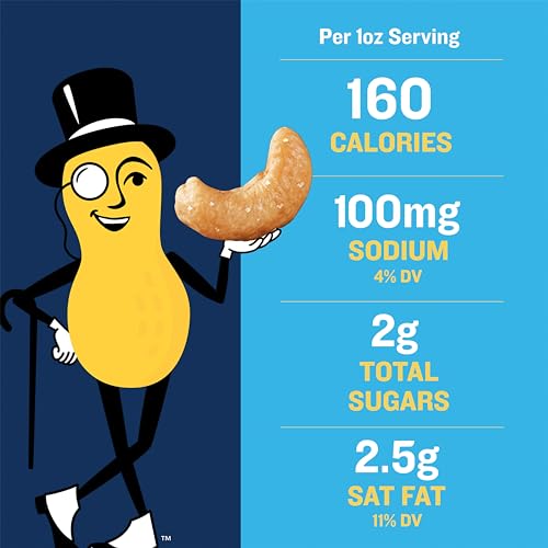 PLANTERS Salted Cashew Halves & Pieces, Party Snacks, Plant-Based Protein, Quick Snack for Adults, After School Snack, Roasted Cashews, Flavored with Sea Salt, Bulk Nuts, Kosher, 26oz Canister-UPStoxs