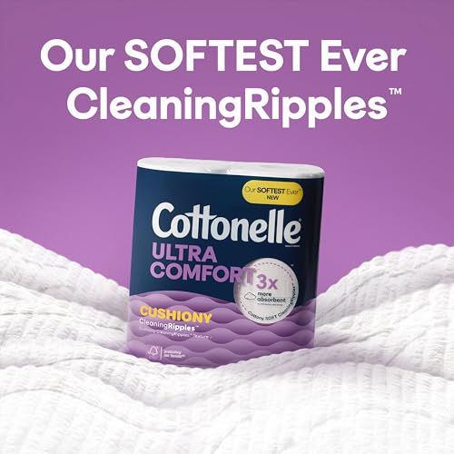 Cottonelle Ultra Comfort Toilet Paper with Cushiony CleaningRipples Texture, 24 Family Mega Rolls (24 Family Mega Rolls = 108 Regular Rolls) (4 Packs of 6), 296 Sheets per Roll, Packaging May Vary-UPStoxs