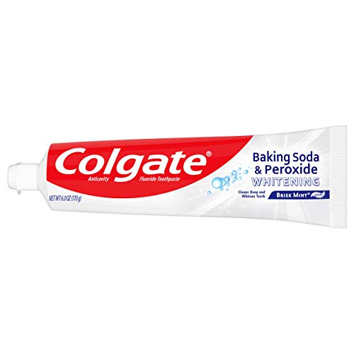 Colgate Baking Soda & Peroxide Toothpaste - Whitens Teeth, Fights Cavities & Removes Stains, Brisk Mint, 6 Ounce (Pack of 2)-UPStoxs