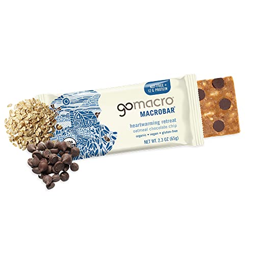 GoMacro MacroBar Organic Vegan Protein Bars - Oatmeal Chocolate Chip (2.3 Ounce Bars, 12 Count)-UPStoxs