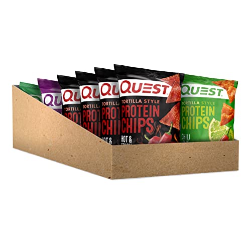 Quest Nutrition Tortilla Style Protein Chips Variety Pack, Chili Lime, Hot & Spicy, & Spicy Sweet Chili, 12 Count (3 Each Flavor)-UPStoxs