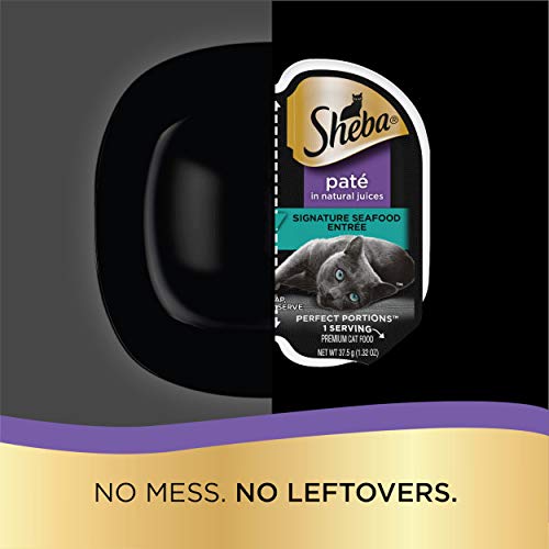 SHEBA Perfect Portions Paté Wet Cat Food Trays (24 Count, 48 Servings), Signature Seafood Entrée, Easy Peel Twin-Pack Trays-UPStoxs