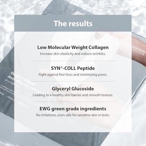 SUNGBOON EDITOR Deep Collagen Overnight Mask 37gx4ea | The real collagen 2,160,000ppb | Facial Hydrogel Masks with low molecular weight collagen for elasticity, firming, and moisturizing-UPStoxs