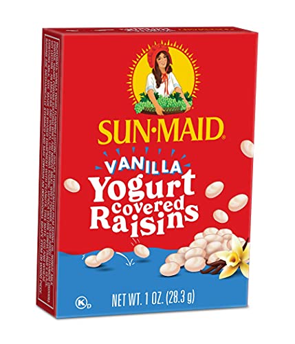 Sun-Maid Vanilla Yogurt Coated Raisins - (6 Pack) 1 oz Snack-Size Box - Yogurt Covered Dried Fruit Snack for Lunches and Snacks-UPStoxs