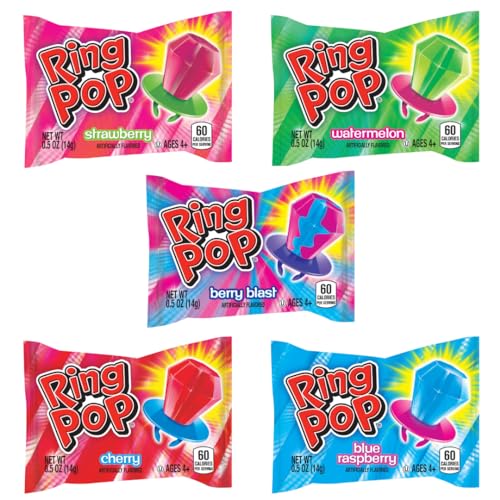 Ring Pop Bulk Candy Lollipop Variety Party Pack – 20 Count Lollipops w/ Assorted Flavors - Fun Candy For Birthdays, Party Favors, Bachelorette Parties, Back to School Treats & College Care Packages-UPStoxs