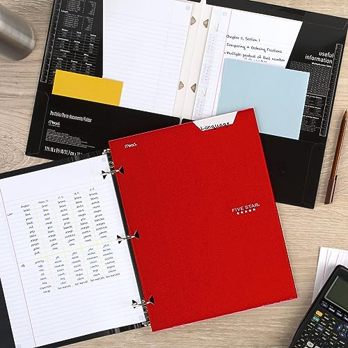 Five Star 4-Pocket Folders, 6 Count (Pack of 1), Fits 3-Ring Binders, Holds 11" x 8-1/2", Assorted Trend Colors (38056)-UPStoxs
