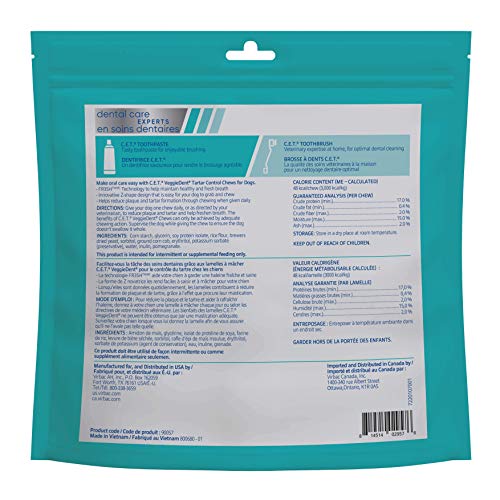 Virbac CET Veggiedent FR3SH Tartar Control Chews for Dogs, Medium (Pack of 30)-UPStoxs