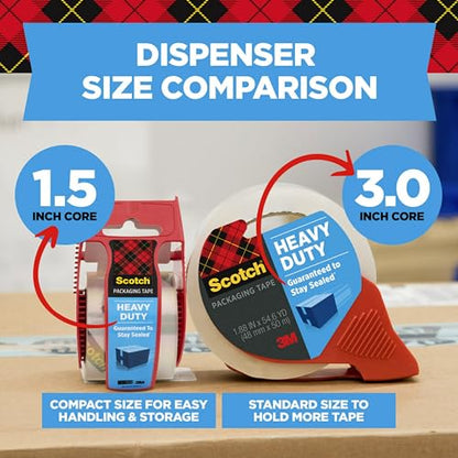 Scotch Packaging Bundle with Scotch Heavy Duty Packaging Tape, 1.5" Core, 6 Rolls with Dispenser + Scotch Cushion Lock Protective Wrap, 12 in x 50 ft-UPStoxs