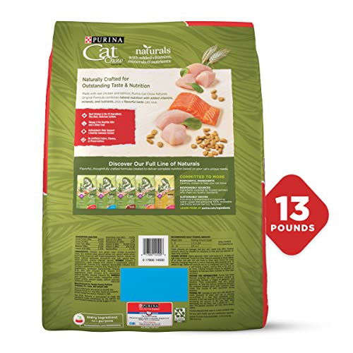 Purina Cat Chow Naturals With Added Vitamins, Minerals and Nutrients Dry Cat Food, Naturals Original - 13 lb. Bag-UPStoxs