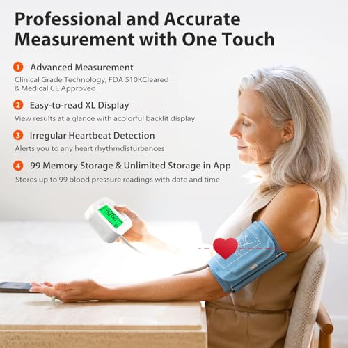 iHealth Track Smart Upper Arm Blood Pressure Monitor with Wide Range Cuff That fits Standard to Large Adult Arms, Bluetooth Compatible for iOS & Android Devices-UPStoxs