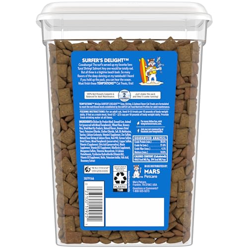 Temptations MixUps Crunchy and Soft Cat Treats Surfer's Delight Flavor, 16 oz. Tub-UPStoxs