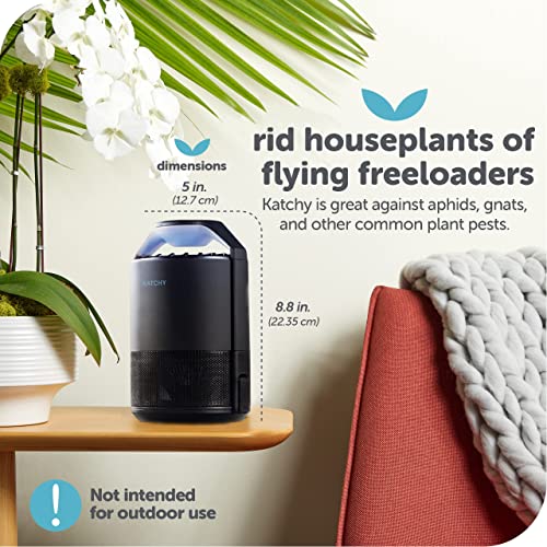 Katchy Indoor Insect Trap - Catcher & Killer for Mosquitos, Gnats, Moths, Fruit Flies - Non-Zapper Traps for Inside Your Home - Catch Insects Indoors with Suction, Bug Light & Sticky Glue (Black)-UPStoxs