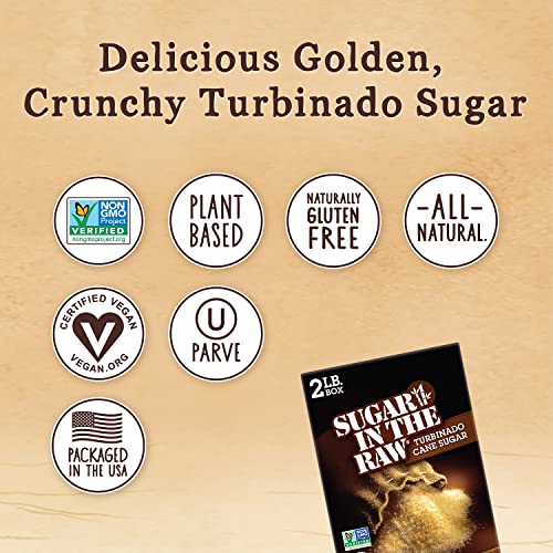 Sugar In The Raw Granulated Turbinado Cane Sugar, Pure Natural Sweetener, Hot & Cold Drinks, Coffee, Cooking, Baking, Vegan, Gluten-Free, Non-GMO, Bulk Sugar, 2lb Bag (1-Pack)-UPStoxs