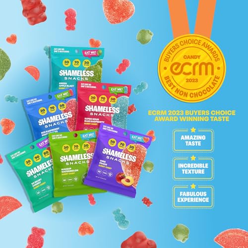 Shameless Snacks - Healthy Low Calorie Snacks, Low Carb Keto Gummies (Gluten Free Candy) - 6 Pack Super Variety Pack-UPStoxs