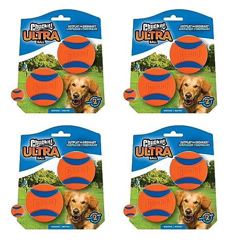 Chuckit Ultra Ball Dog Toy, Medium (2.5" Diameter), Pack of 8 with Chuckit Cleaning Bucket-UPStoxs