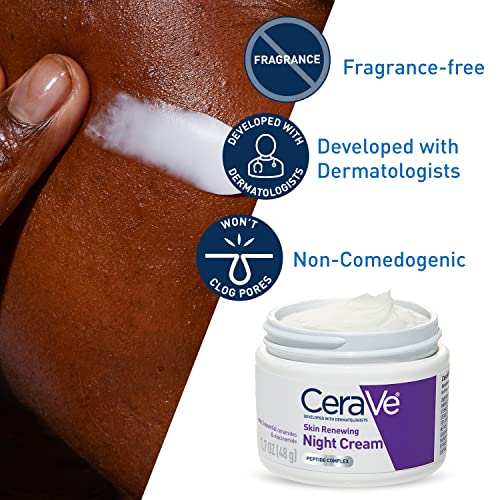 CeraVe Skin Renewing Night Cream | Niacinamide, Peptide Complex, and Hyaluronic Acid Moisturizer for Face | 1.7 Ounce, Packaging may Vary-UPStoxs
