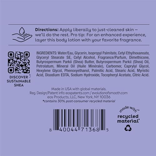 eos Shea Better Body Lotion- Vanilla Cashmere, 24-Hour Moisture Skin Care, Lightweight & Non-Greasy, Made with Natural Shea, Vegan, 16 fl oz-UPStoxs