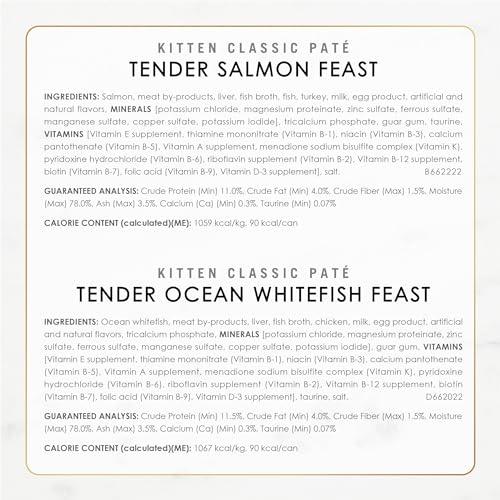 Purina Fancy Feast Tender Ocean Whitefish, Turkey, Chicken and Salmon Feasts Wet Kitten Food Variety Pack - (Pack of 24) 3 oz. Boxes-UPStoxs