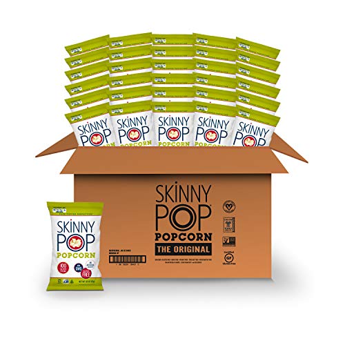 SkinnyPop Original Popcorn, Individual Snack Size Bags, Skinny Pop, Healthy Popcorn Snacks, Gluten Free, 0.65 Ounce (Pack of 30)-UPStoxs