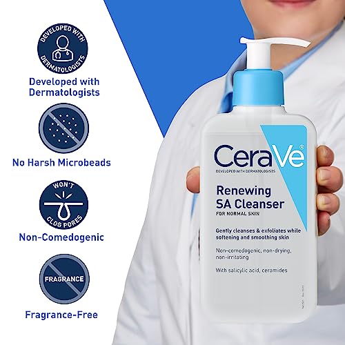 CeraVe SA Cleanser | Salicylic Acid Cleanser with Hyaluronic Acid, Niacinamide & Ceramides| BHA Exfoliant for Face | Fragrance Free Non-Comedogenic | 8 Ounce-UPStoxs