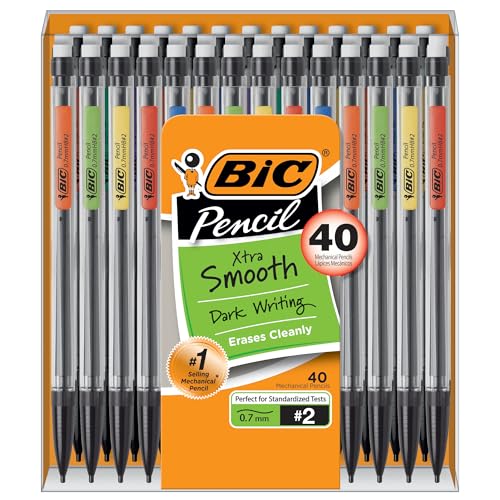 BIC Xtra-Smooth Mechanical Pencil (MPP40MJ), Medium Point (0.7mm), Perfect for the Classroom and Test Time, 40-Count-UPStoxs